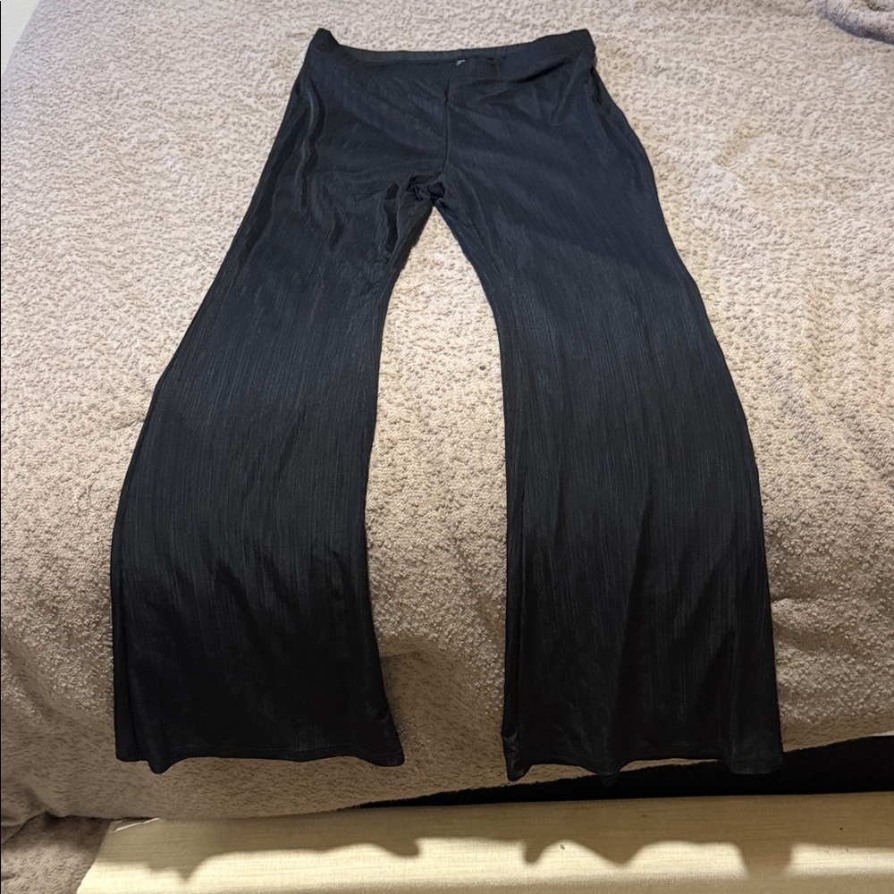 SHEIN Sheer Black Flare Pants